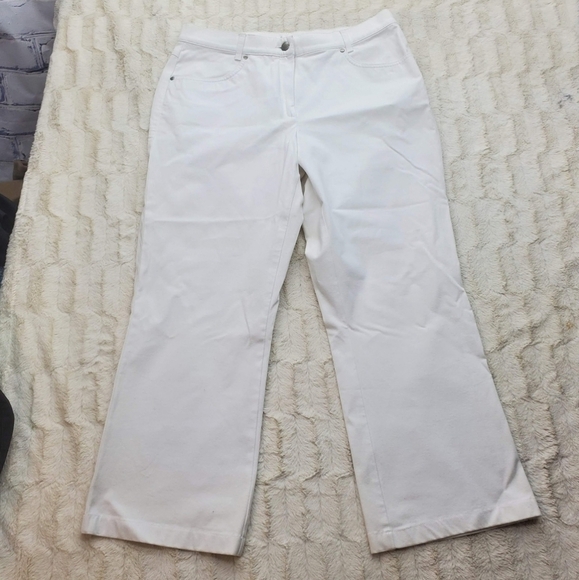 Gollehaug Women's Jeans  Wide Leg White Stretch White Cotton Size 44 32x26 - Picture 2 of 10